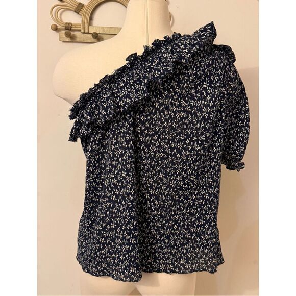 Ulla Johnson Alene One Shoulder Top Midnight Micro Floral 6 - Picture 3 of 9